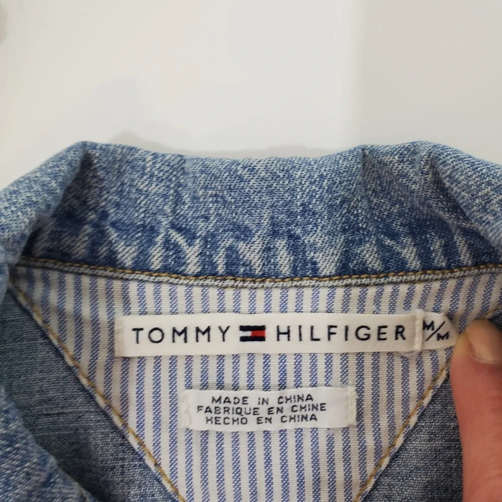 90's Y2K Jean Jacket Blue Denim Cropped Tommy Hilfiger Medium